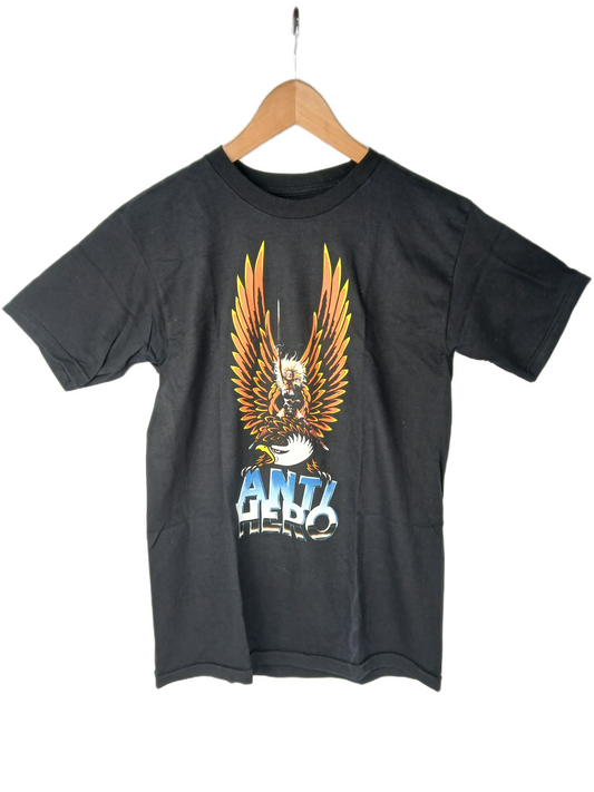 Anti-Hero Heavy Metal Eagle & Woman Black Orange Blue Size S S/s Vintage Shirt
