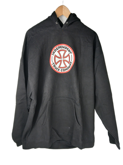 Independent Iron Cross Chest Print Black Red White Size XL L/s Vintage Hoodie