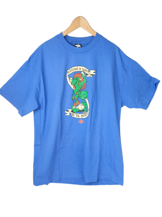 Skatepark Of Tampa '93 'Til Infinity Crocodile Woman Blue Multi Size XL S/s Vintage Shirt