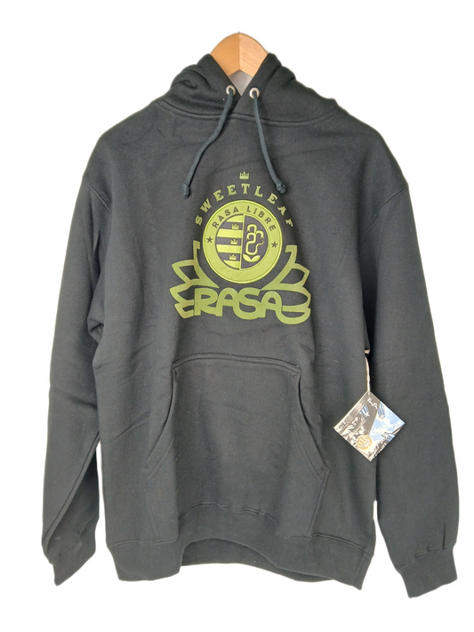 Rasa Libre Sweet Leaf Black Emerald Green Olive Size M L/s Vintage Hoodie