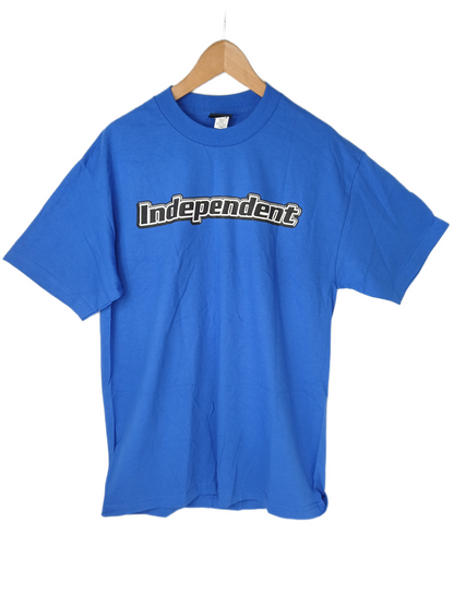 Independent OG Bold Front Logo Back Iron Cross Print Blue Black Size L S/s Vintage Shirt