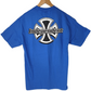 Independent OG Bold Front Logo Back Iron Cross Print Blue Black Size L S/s Vintage Shirt