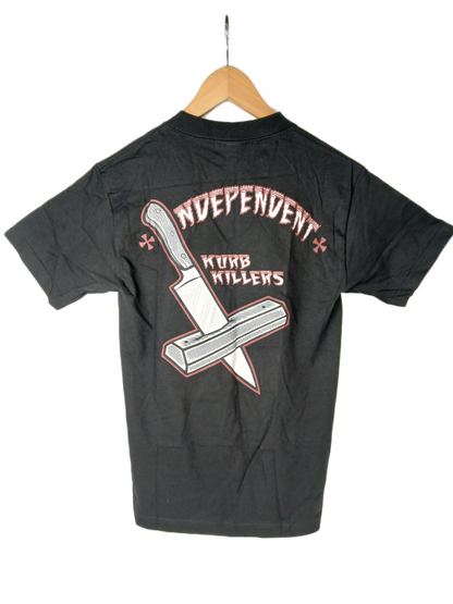 Independent Iron Cross Chest Print Curb Killers Back Print Black Grey Red Size S S/s Vintage Shirt