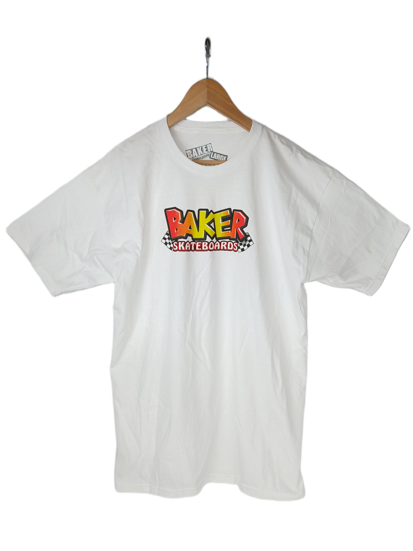 Baker Baker Skateboards Stoney Cart Logo Chest Print White Multi Size L S/s Vintage Shirt