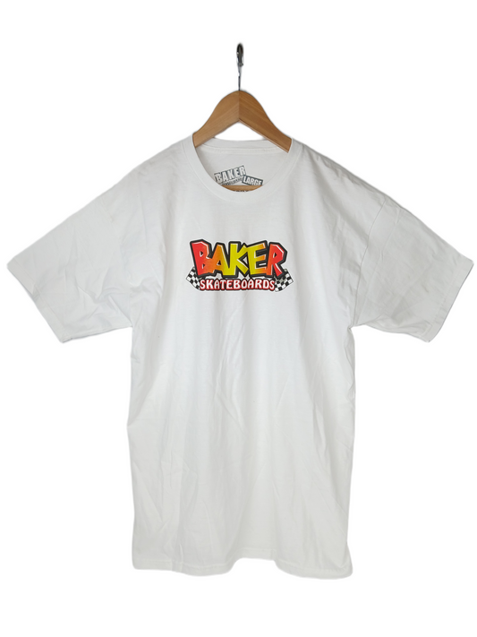 Baker Baker Skateboards Stoney Cart Logo Chest Print White Multi Size L S/s Vintage Shirt