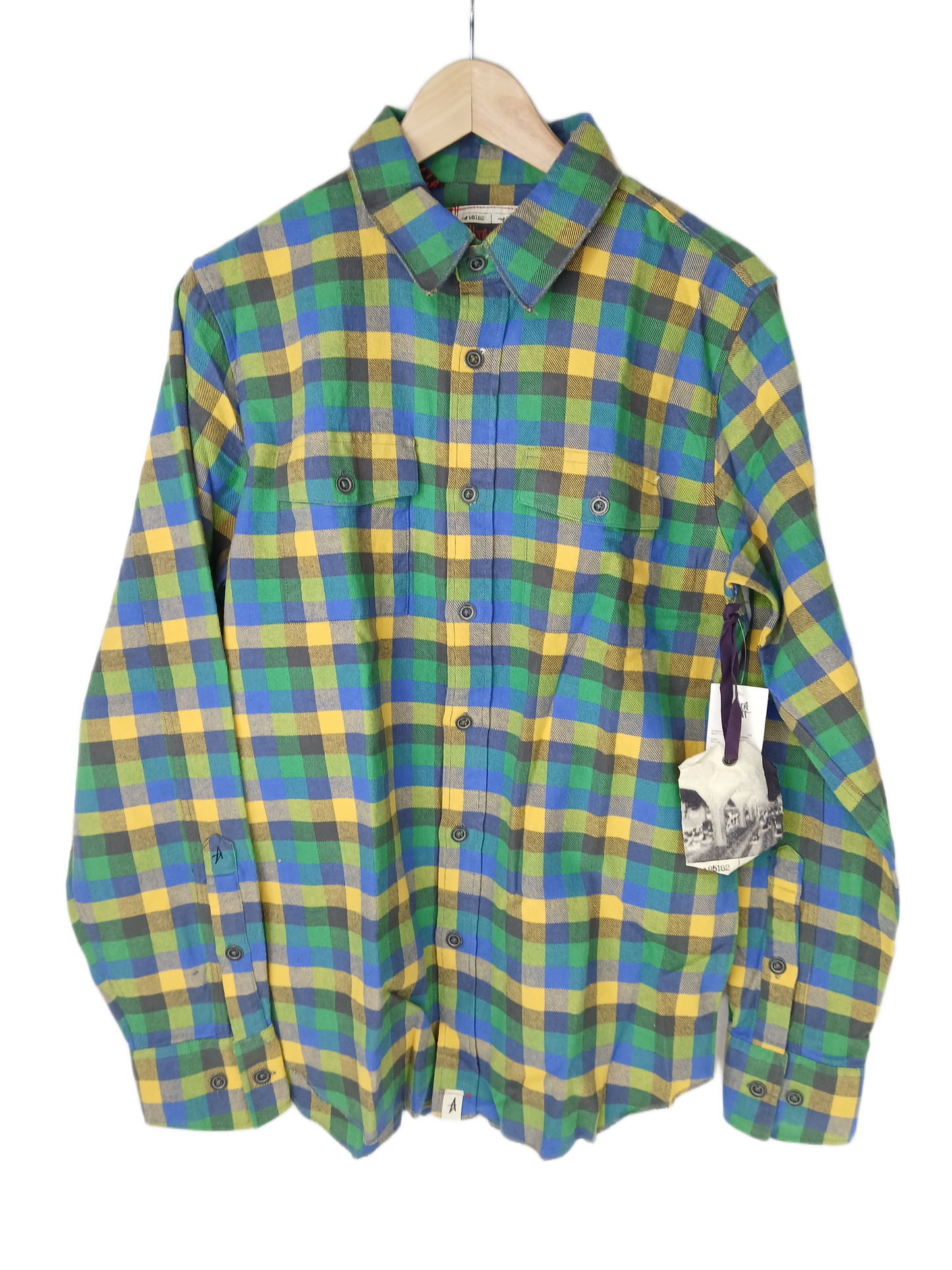 Altamont What It Do Blue Plaid Multi Size M L/s Vintage Button Up Collared Shirt