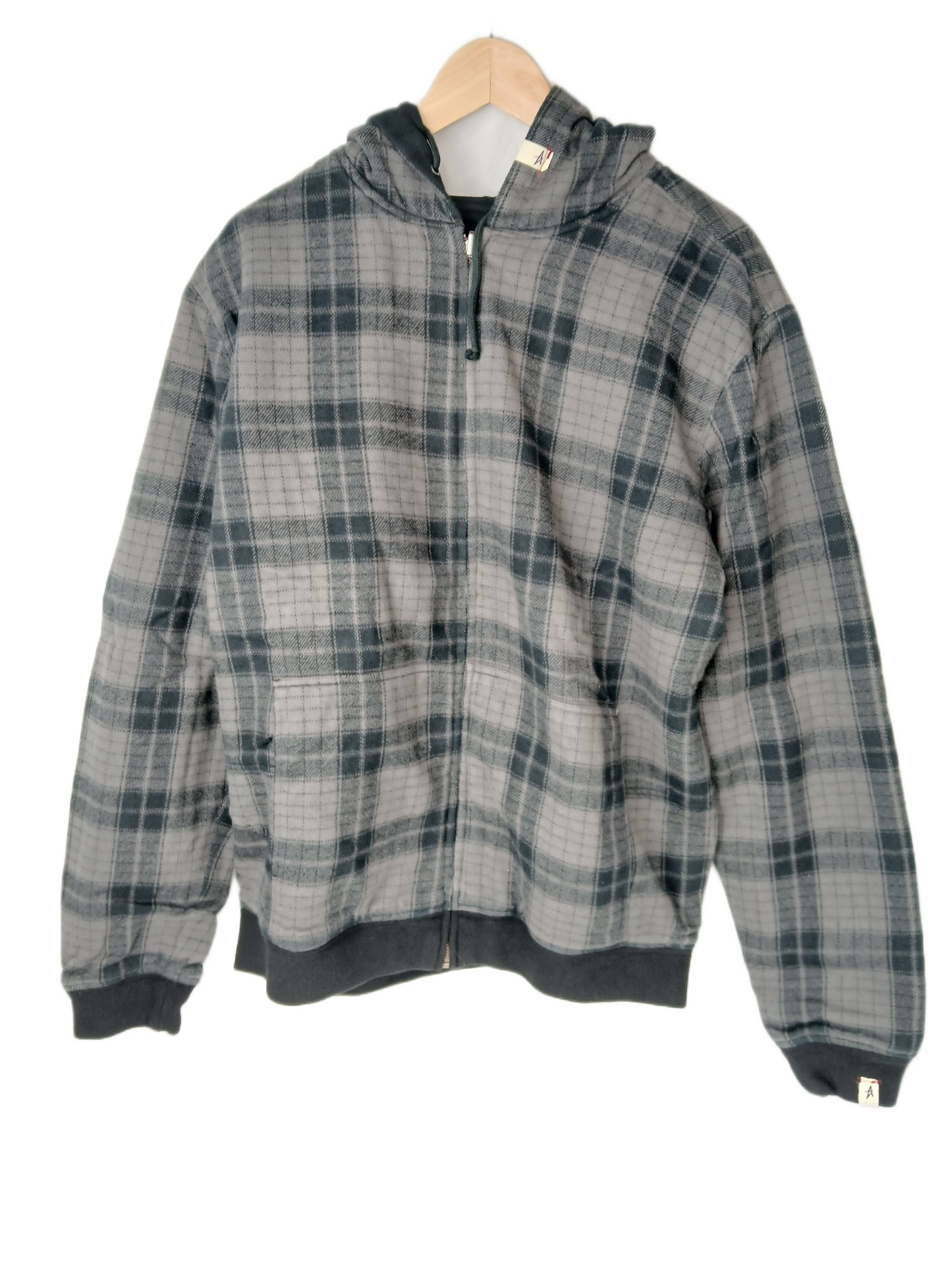 Altamont Black Plaid Grey Size L L/s Vintage Zip Up Hoodie