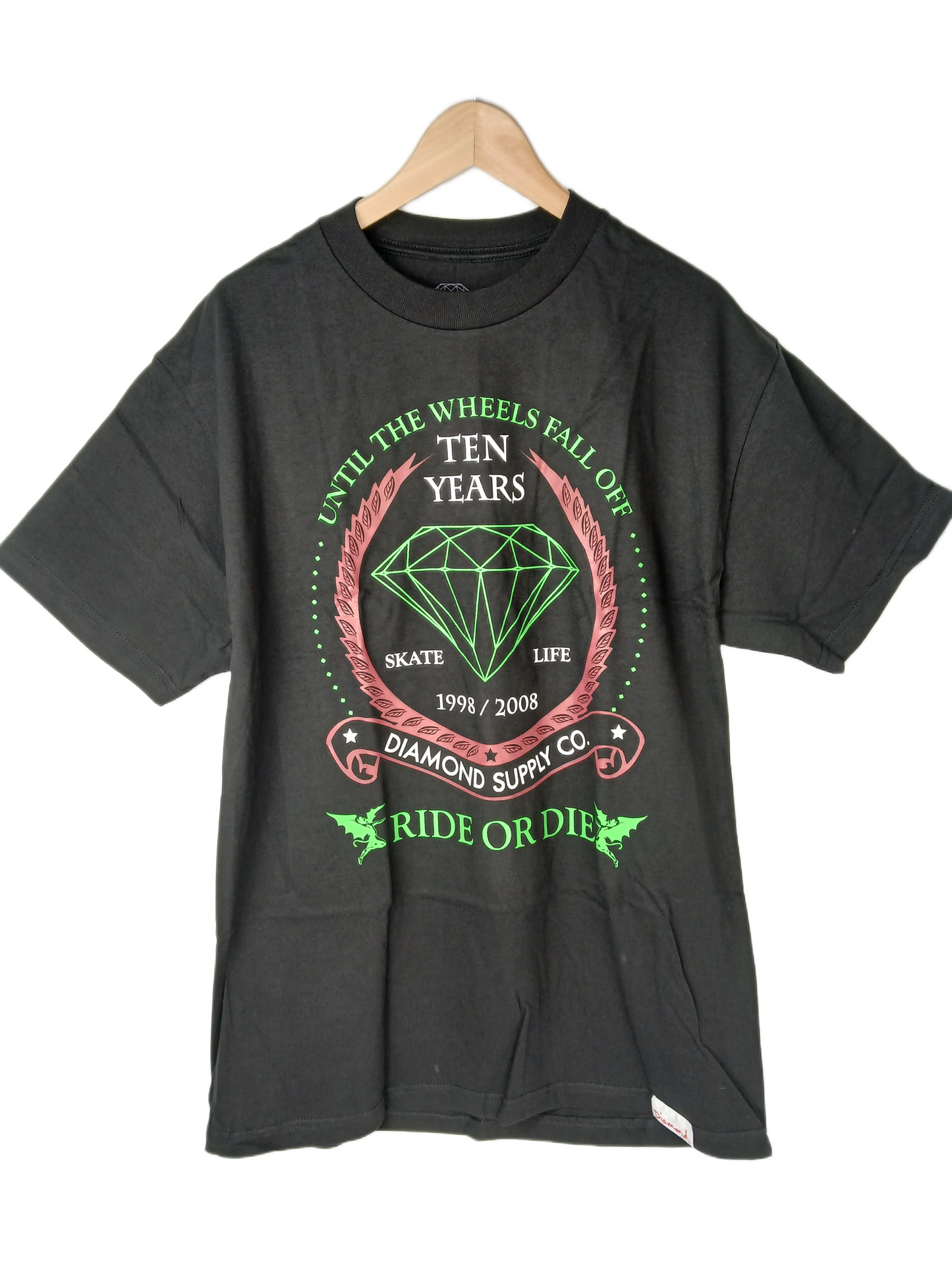 Diamond Ten Years Black Green Size L S/s Vintage Shirt