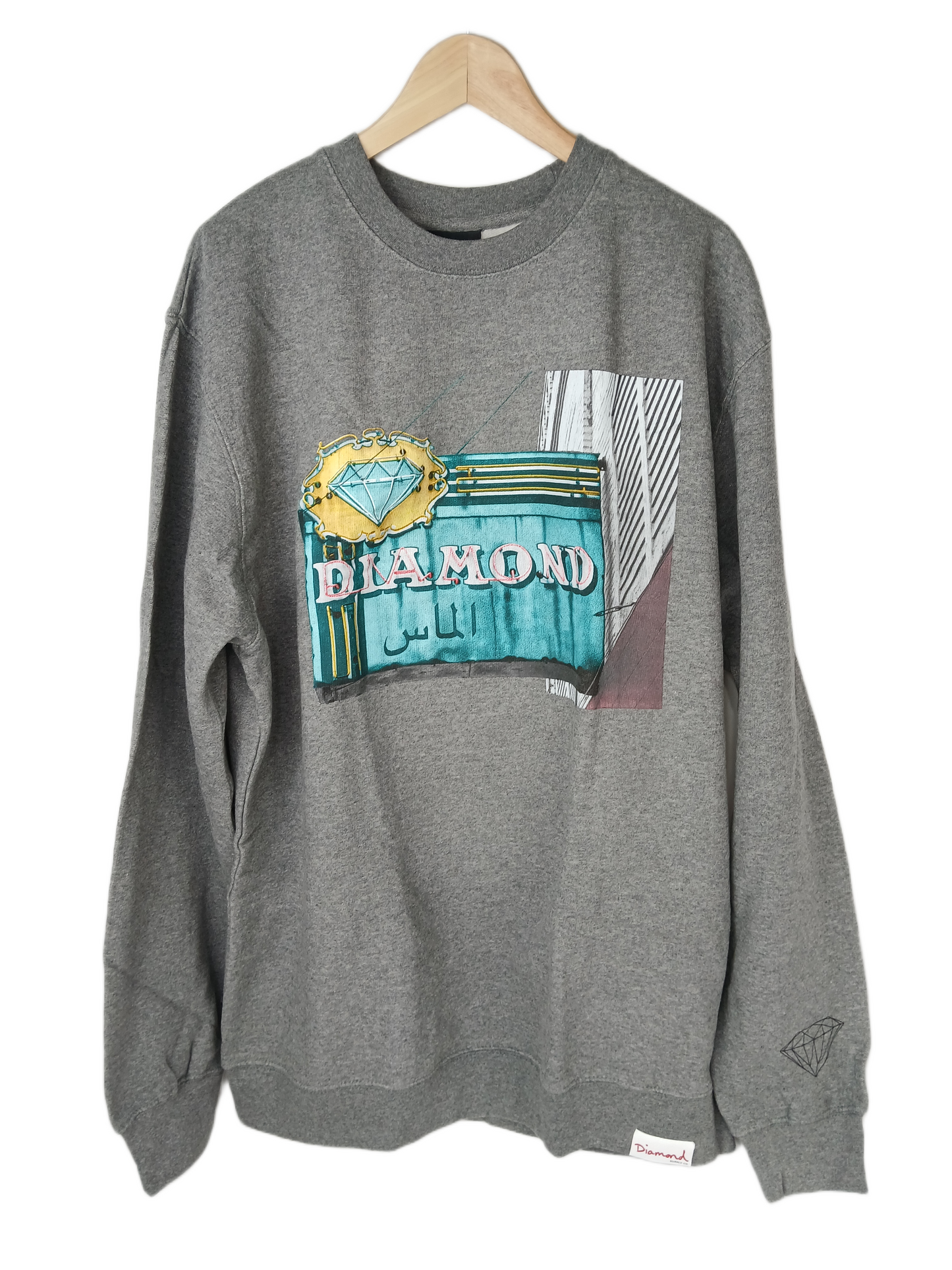 Diamond Neon Crew Gunmetal Turquoise Gold Size XL L/s Vintage Sweatshirt