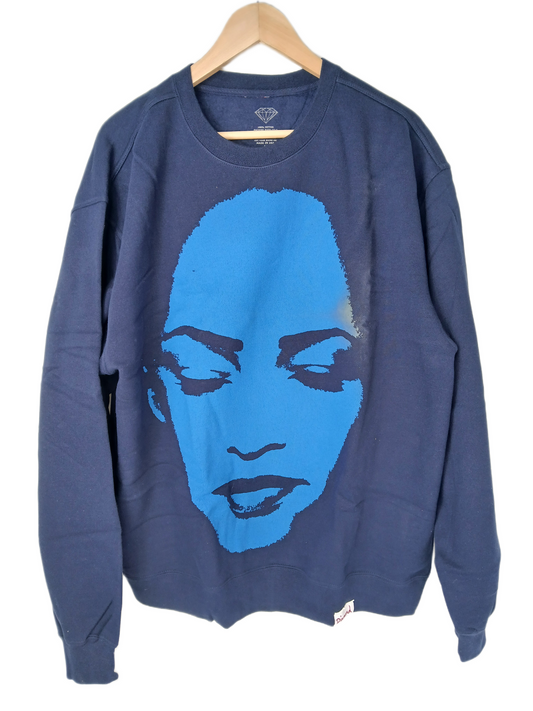 Diamond Diamond Life Navy Wi Cyan Size L L/s Crewneck Sweatershirt
