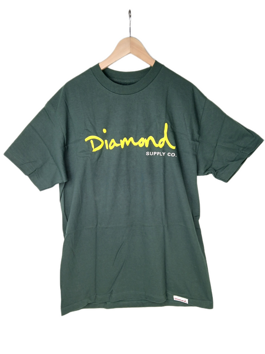 Diamond Green Yellow Size L S/s Vintage Shirt
