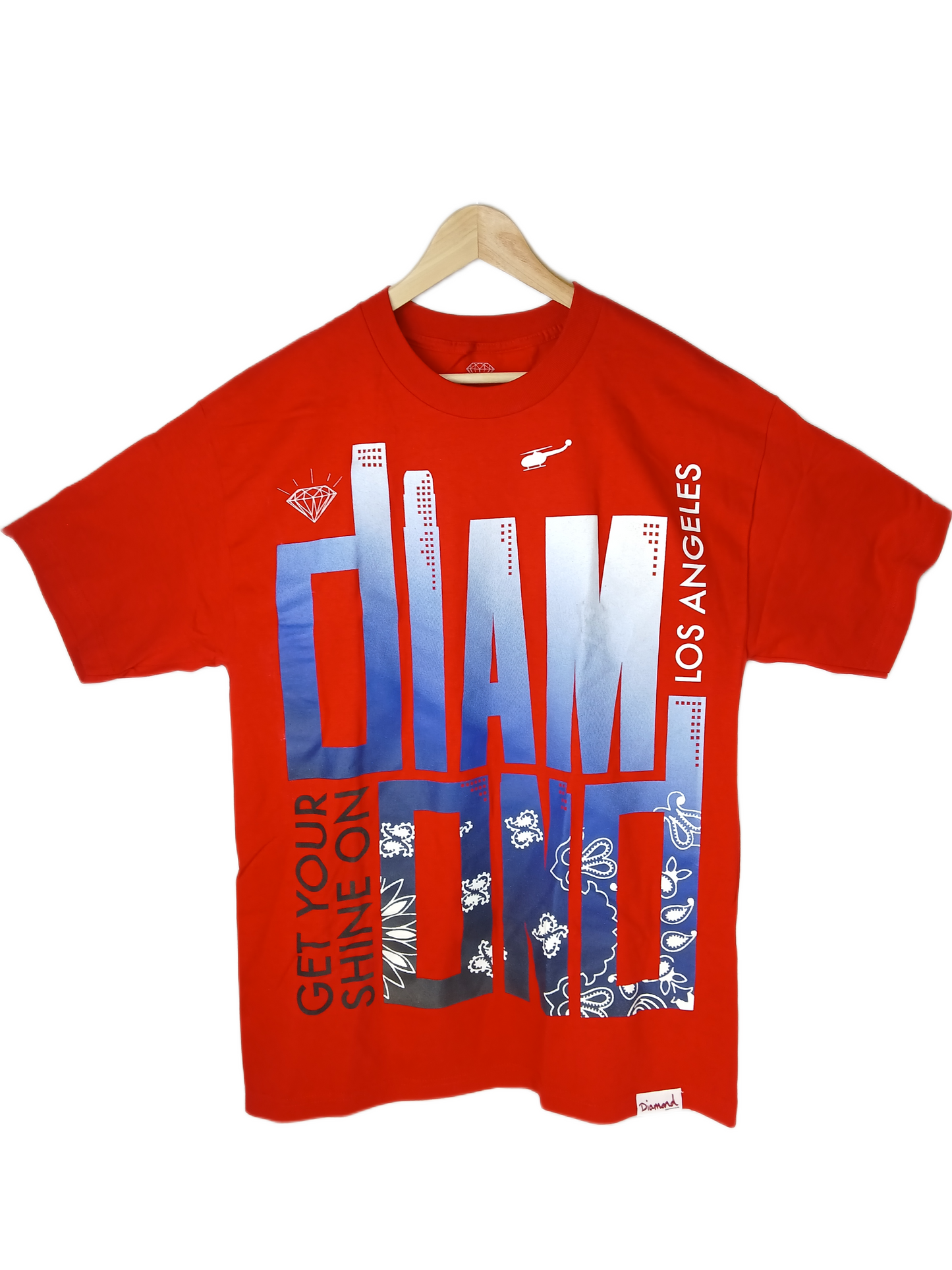 Diamond LA Cityscape Letters Red Size L S/s Shirt