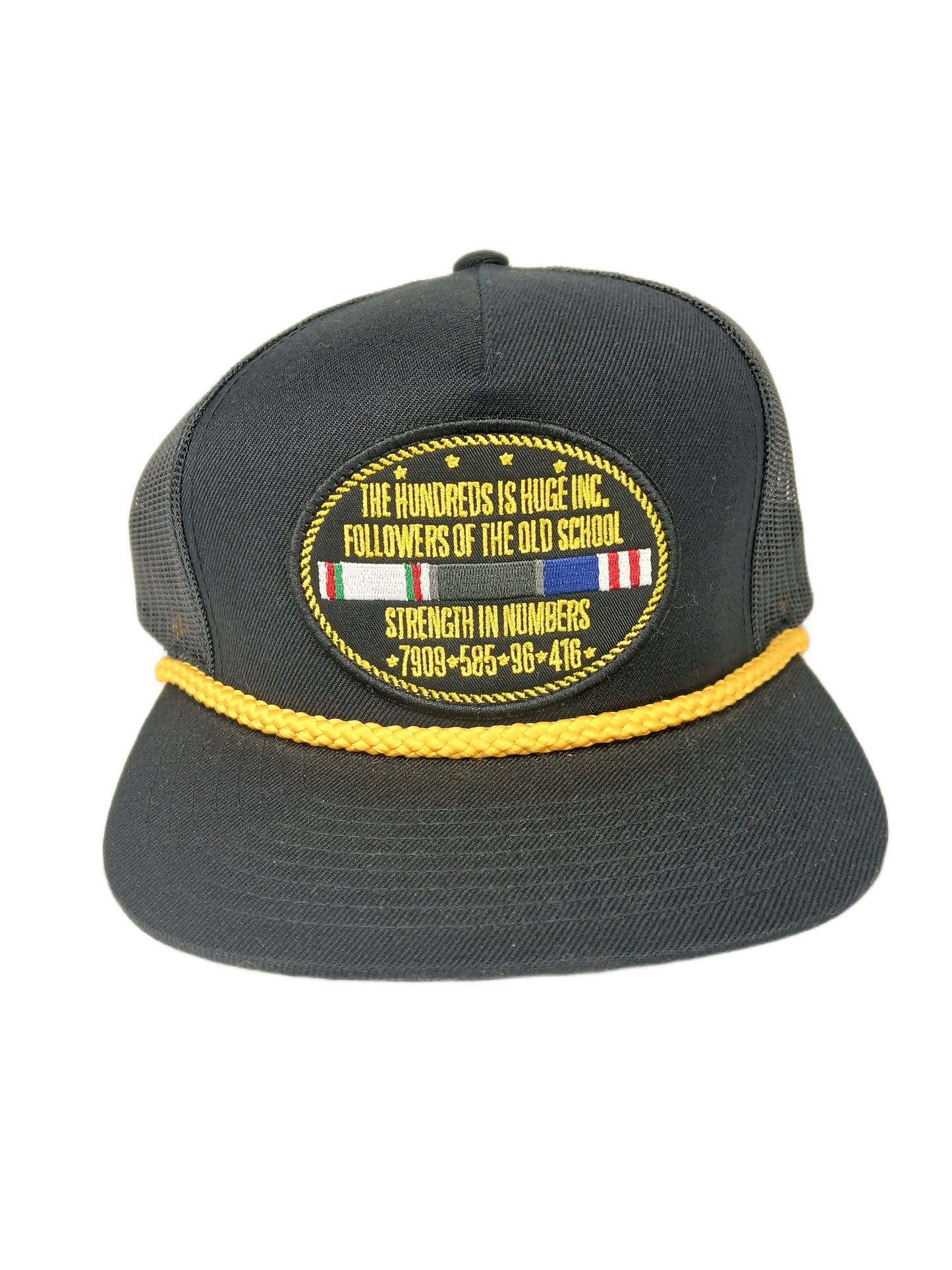 The Hundreds Strength In Numbers Flags Black Gold Multi Mesh One Size Fits All Snapback Trucker Hat