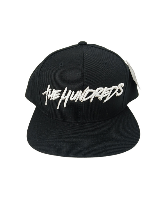 The Hundreds Markers Silver Text Front Print Hundreds Bomb Logo Back Print Black Silver Multi One Size Fits All Vintage Snapback Hat