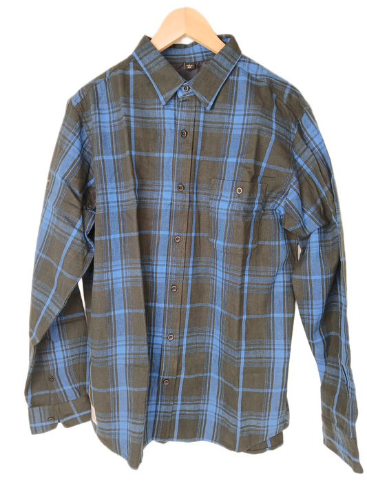 Matix Plad Button Up Blue Black Size L L/s Shirt