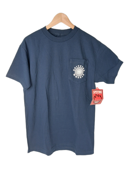 Spitfire Swirl Pocket Logo Navy White Size M S/s Shirt
