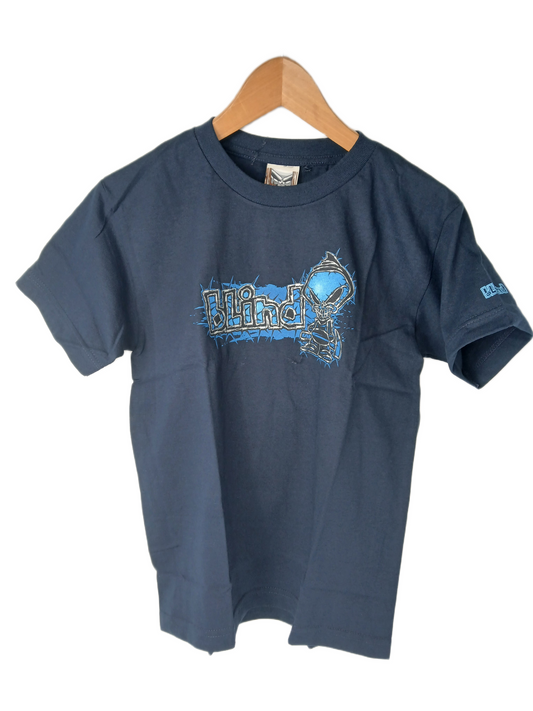 Blind Reaper Barbed Wire Blue Silver Navy Size Youth M S/s Vintage Shirt