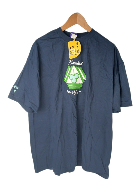 Krooked Mark Gonzales Clover Navy Size XL S/s Shirt 2001