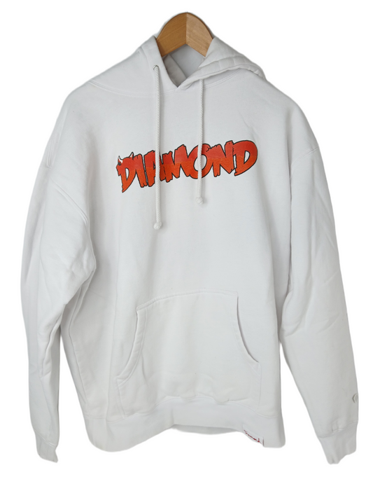 Diamond Horns White Red Size L Hooded Sweatshirt