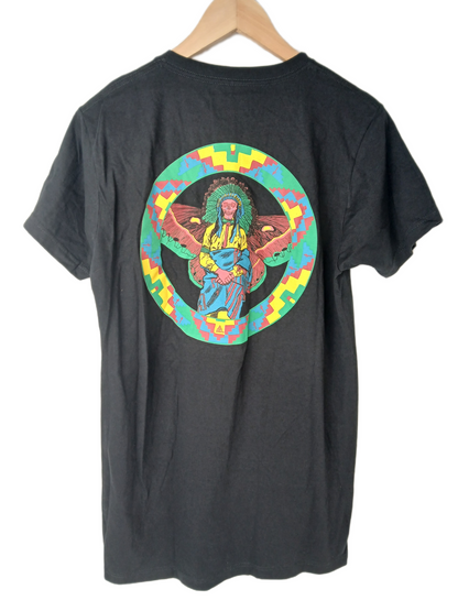 Deathwish Shaman Back Print Black Multi Size M S/s Vintage Shirt