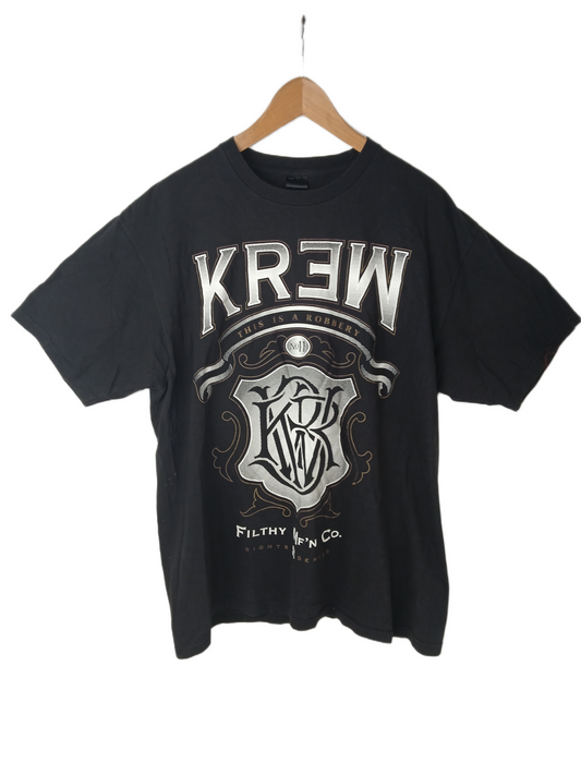 Krew This Is A Robbery No. 11 Black White Gold Size XL S/s Vintage Shirt