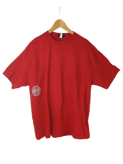 Independent Side Print Silver Cross Red White Black 4 Cross Back Print Size XL S/s Vintage Team Shirt