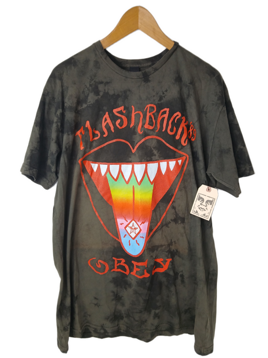 Obey Flashback 89' Acid Tab On Tongue Tye Dye Grey Multi Size XL S/s Vintage Shirt