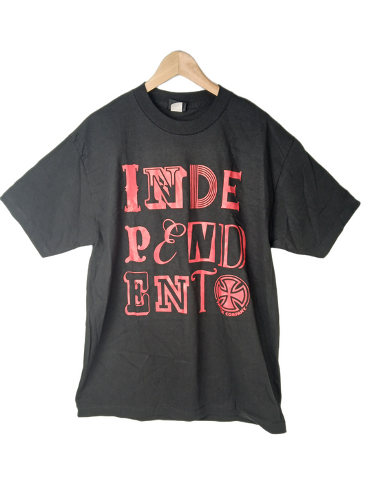 Independent Fonts & Cross Black Red Size L S/s Vintage Shirt