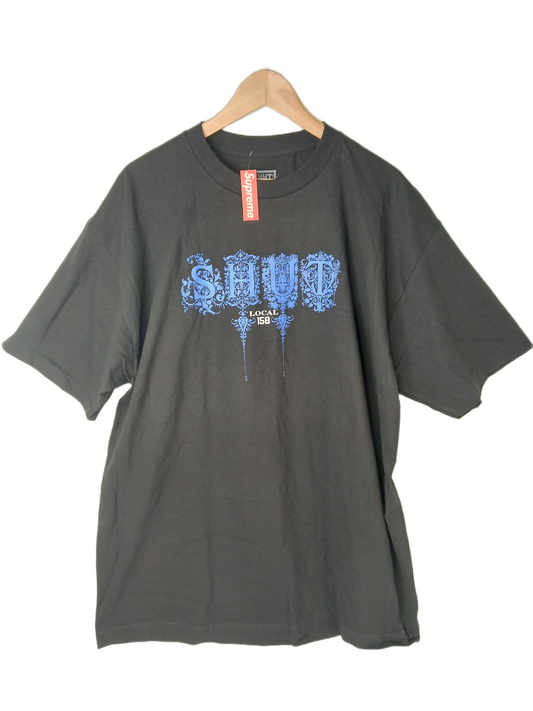 Shut Local 158 Italic Print Black White Blue Size XL S/s Shirt
