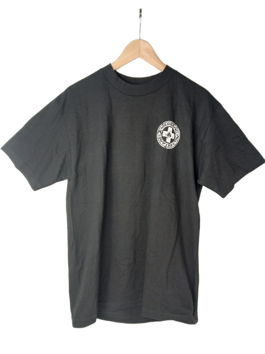 Black Label Emergency Duane Peters Death FTW Squad Skull & Crossbones Black White Gold Size M S/s Vintage Shirt