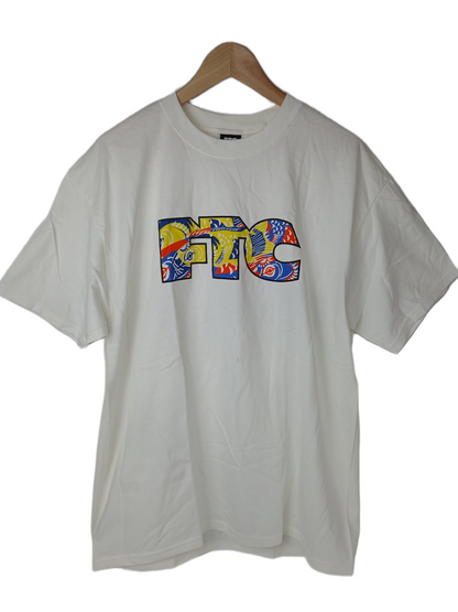 FTC Ftc Logo Fish Back Print White Multi Size L S/s Vintage Shirt