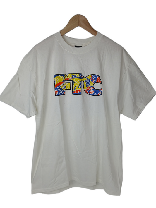 FTC Ftc Logo Fish Back Print White Multi Size L S/s Vintage Shirt