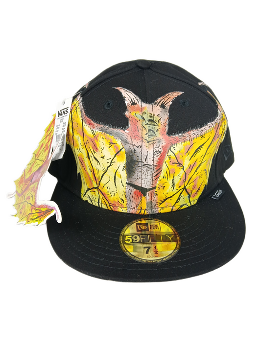 Vans X Neckface Bat Black Yellow Multi Size 7 1/2 59.6cm Vintage 59Fifty Fitted Hat