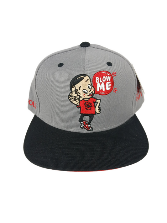 Gold Wheels Blow Me Black Grey Red Multi One Size Fits All Vintage Snapback Hat