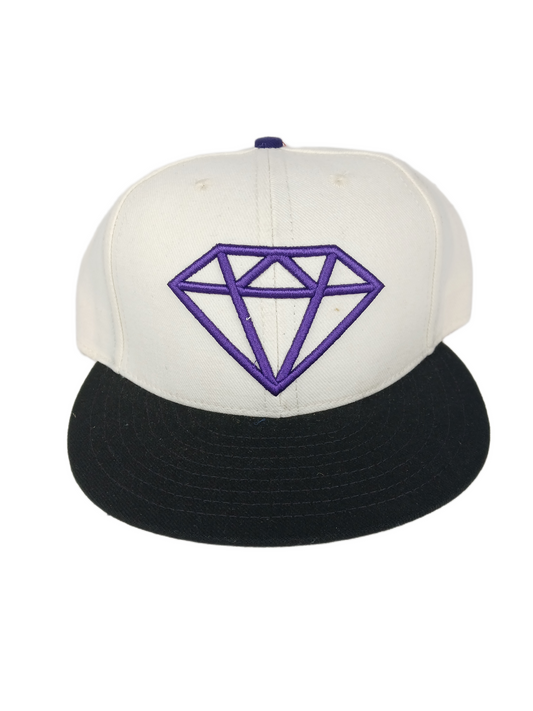 Diamond Purple Diamond Logo Black Cream Size 7 1/4 58.4cm Vintage Fitted Hat