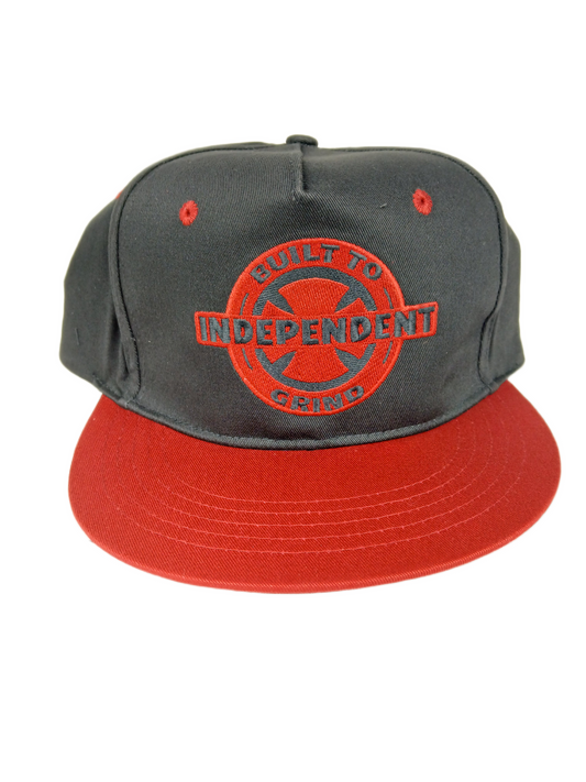 Independent Built To Grind Cross Black Red One Size Fits All Vintage Snapback Hat