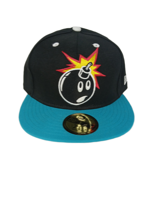 The Hundreds Bomb Graphic Turquoise Black Multi Size 7 3/8 58.7 Vintage 59Fifty Fitted Hat