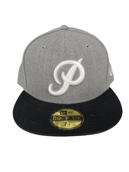 Primitive X New Era Italic P Black Silver Grey Size 7 1/4 57.7cm Vintage 59Fifty Fitted Hat