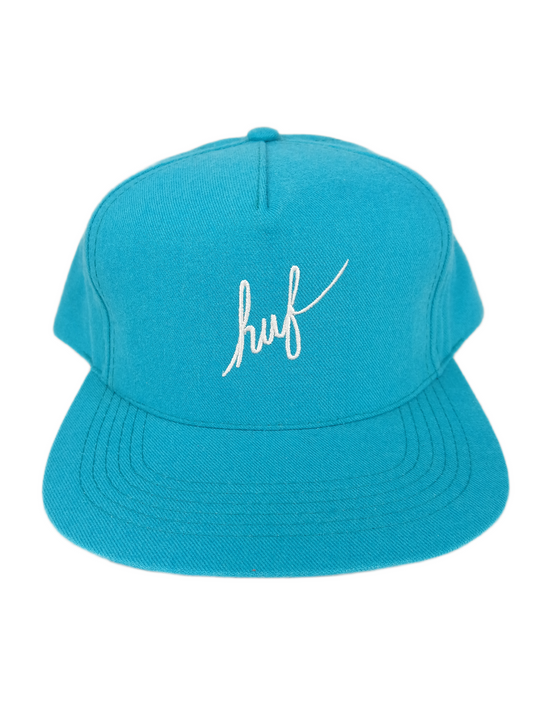 HUF Turquoise Silver Italic Print One Size Fits All Vintage Snapback Hat