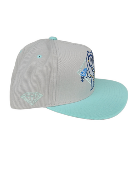 Gold X Diamond Tooth Graphic Turquoise Silver Grey One Size Fits All Vintage Snapback Hat