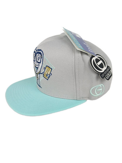 Gold X Diamond Tooth Graphic Turquoise Silver Grey One Size Fits All Vintage Snapback Hat
