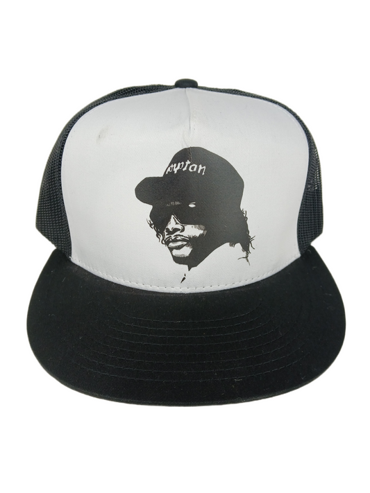 Easy-E Compton Silhouette Print Black White One Size Fits All Vintage Mesh Snapback Hat