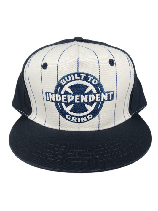 Independent Built To Grind Cross Navy White Blue Pinstripes One Size Fits All Vintage Snapback Hat