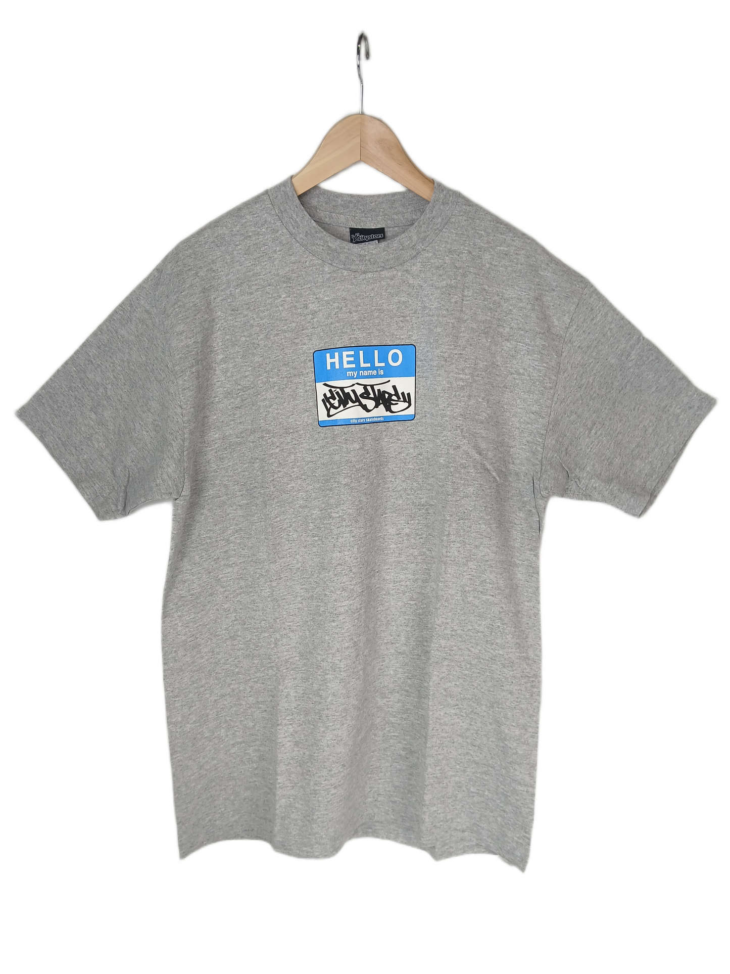 City Stars "Hello My Name Is" Grey Size L S/s Shirt