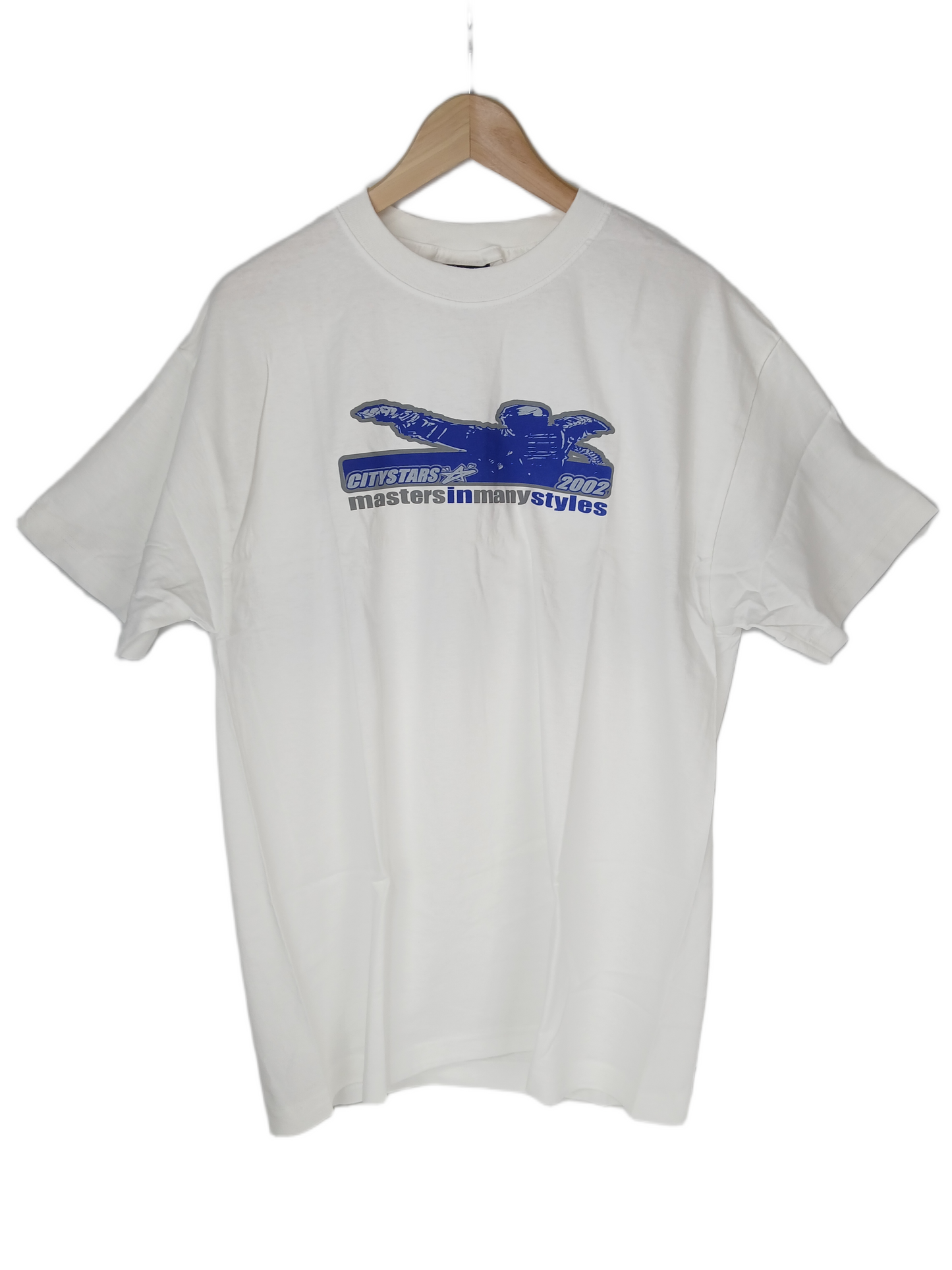 City Stars Masters 2002 White Blue Grey Size L S/s Shirt