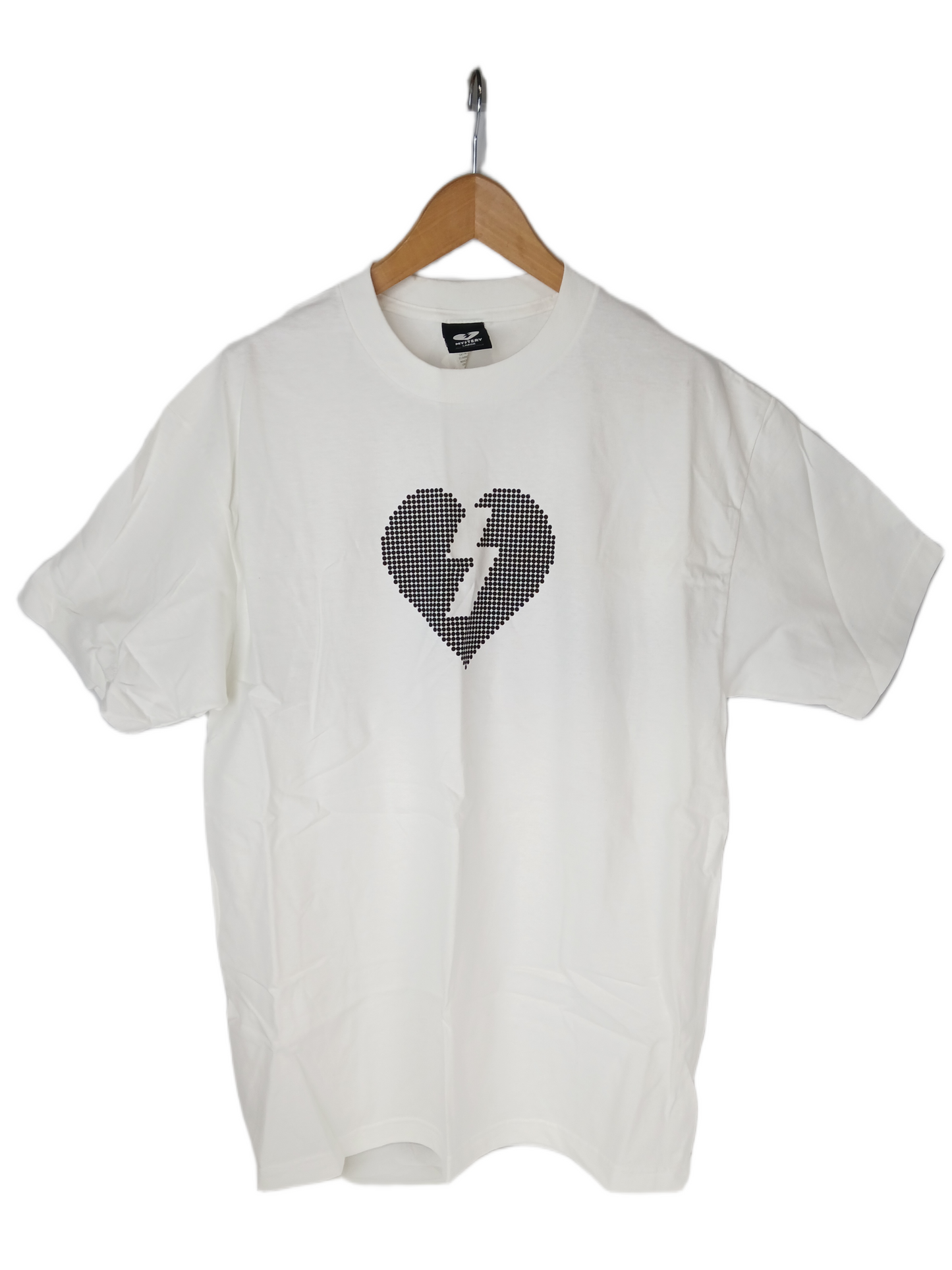 Mystery Heart Logo Dots White Black Size L S/s Vintage Shirt