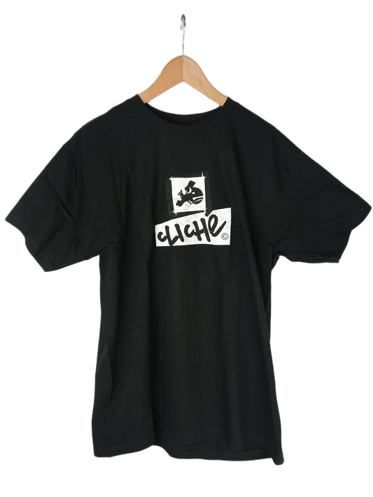 Cliché Combo Logo Black White Size L S/s Vintage Shirt