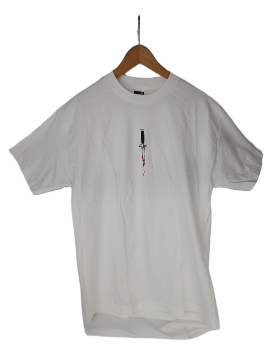 Krew Jim Greco Daggers Graphic White Black Red Size L S/s Vintage Shirt
