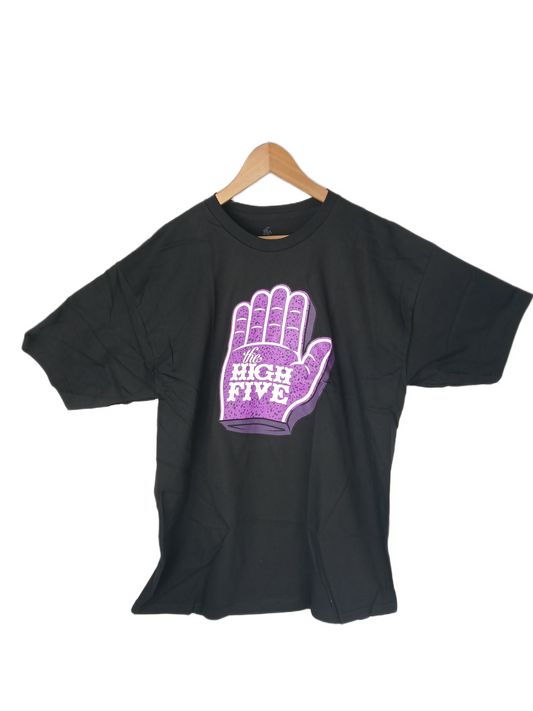 The High Five Foam Hand Black Purple White Size XL S/s Vintage Shirt