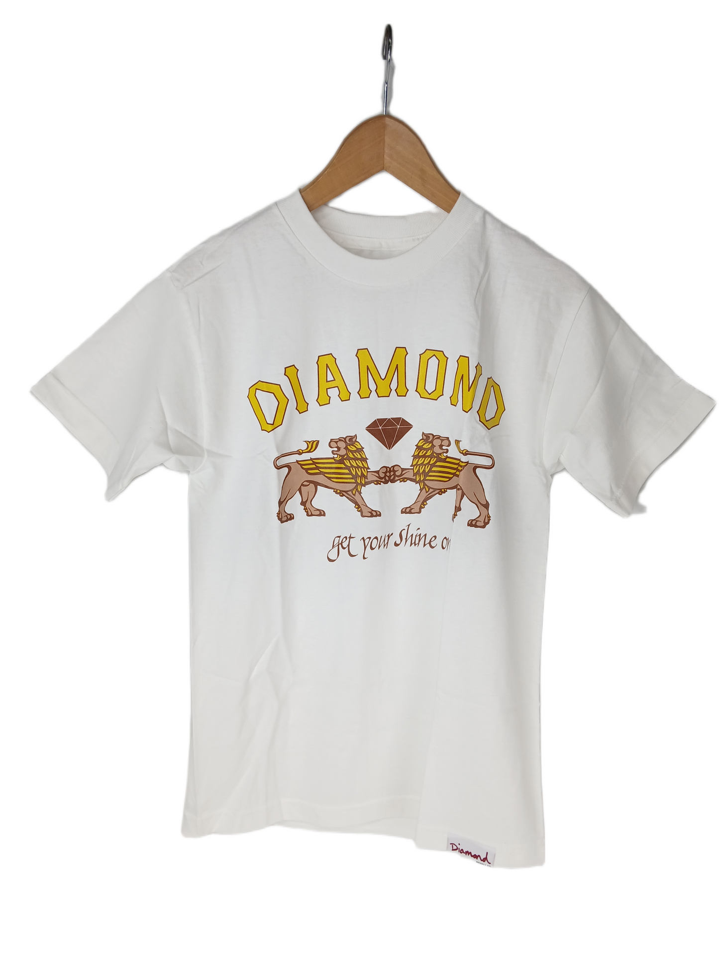 Diamond Get Your Shine On Lions White Gold Yellow Size S S/s Vintage Shirt